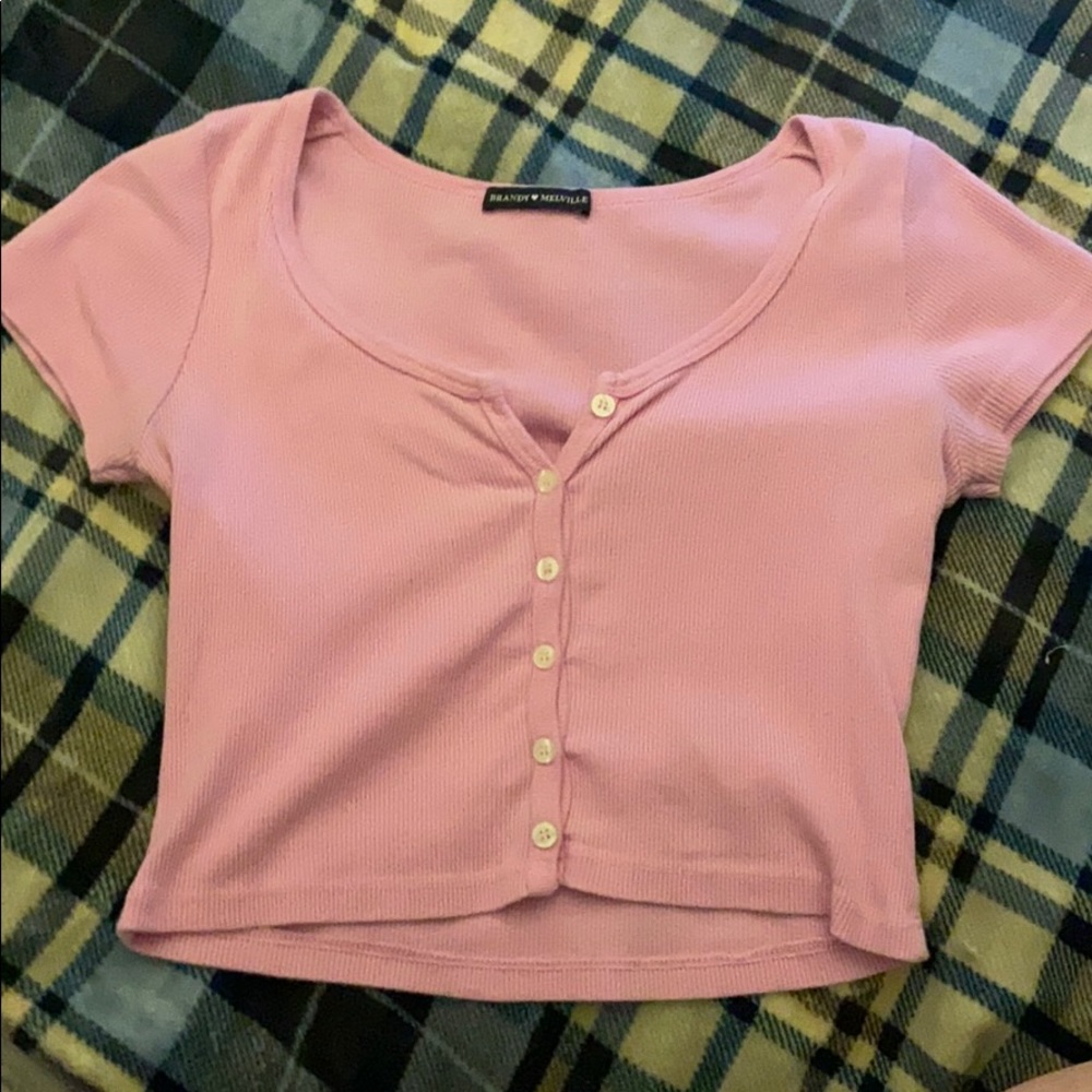 BRANDY MELVILLE pink button up mild worn